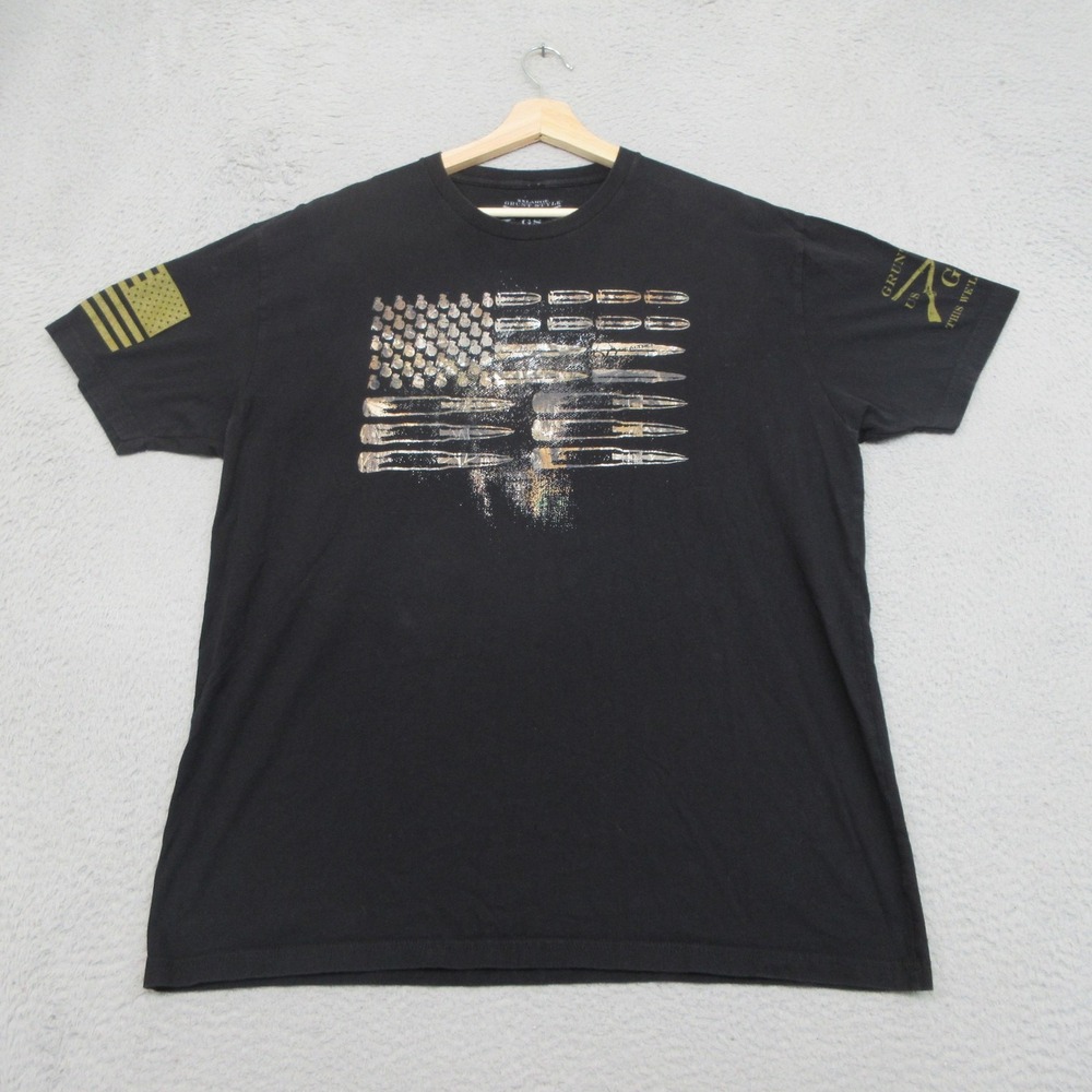 Grunt Style Patriotic Shirt Mens 2XL Tactical Black Ammo American Flag Graphic
